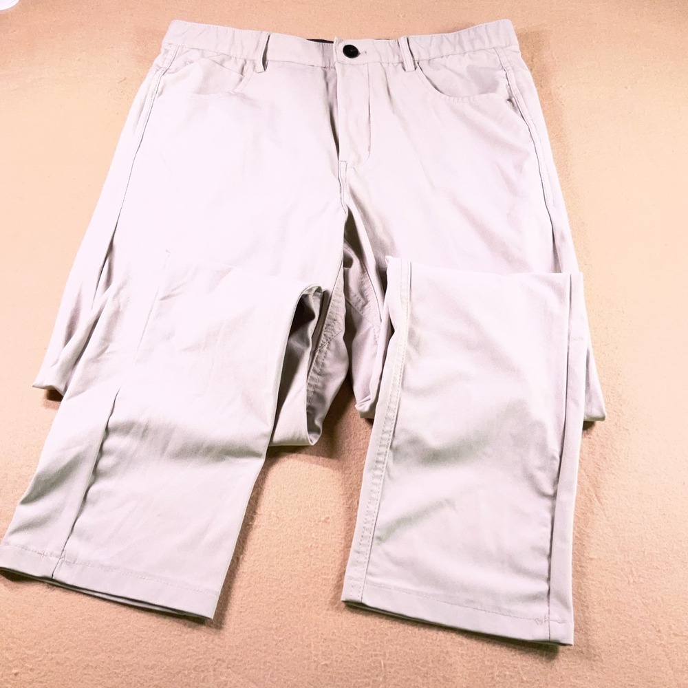 DKNY Mens Chino Pants Tan Beige Straight Leg 32x30 Polyester Trousers